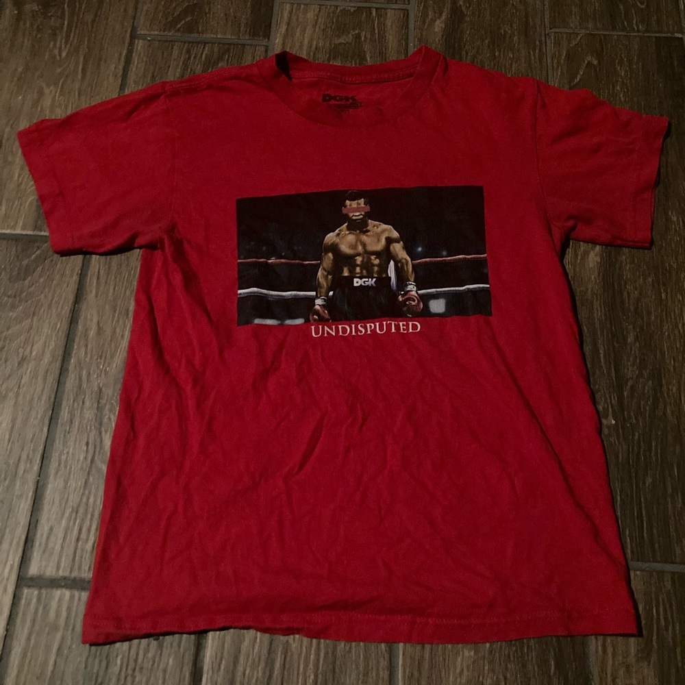 Red boxing tee with Mike Tyson graphic